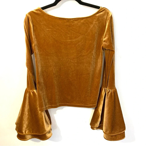 Torn by Ronny Kobo Sabrina Bell Sleeve Velvet Top M - Picture 7 of 7